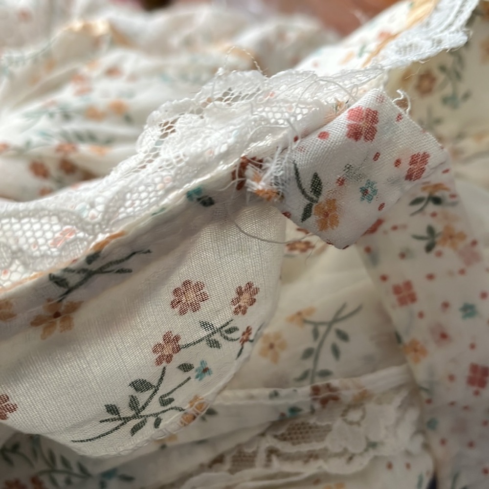 Vintage 1970s Gunne Sax Floral Print Corset Bodice Cottagecore Maxi Dress XS/S - Picture 10 of 14